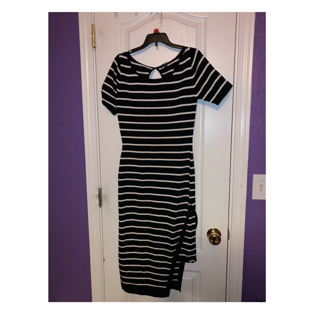 Striped black & white maxi dress